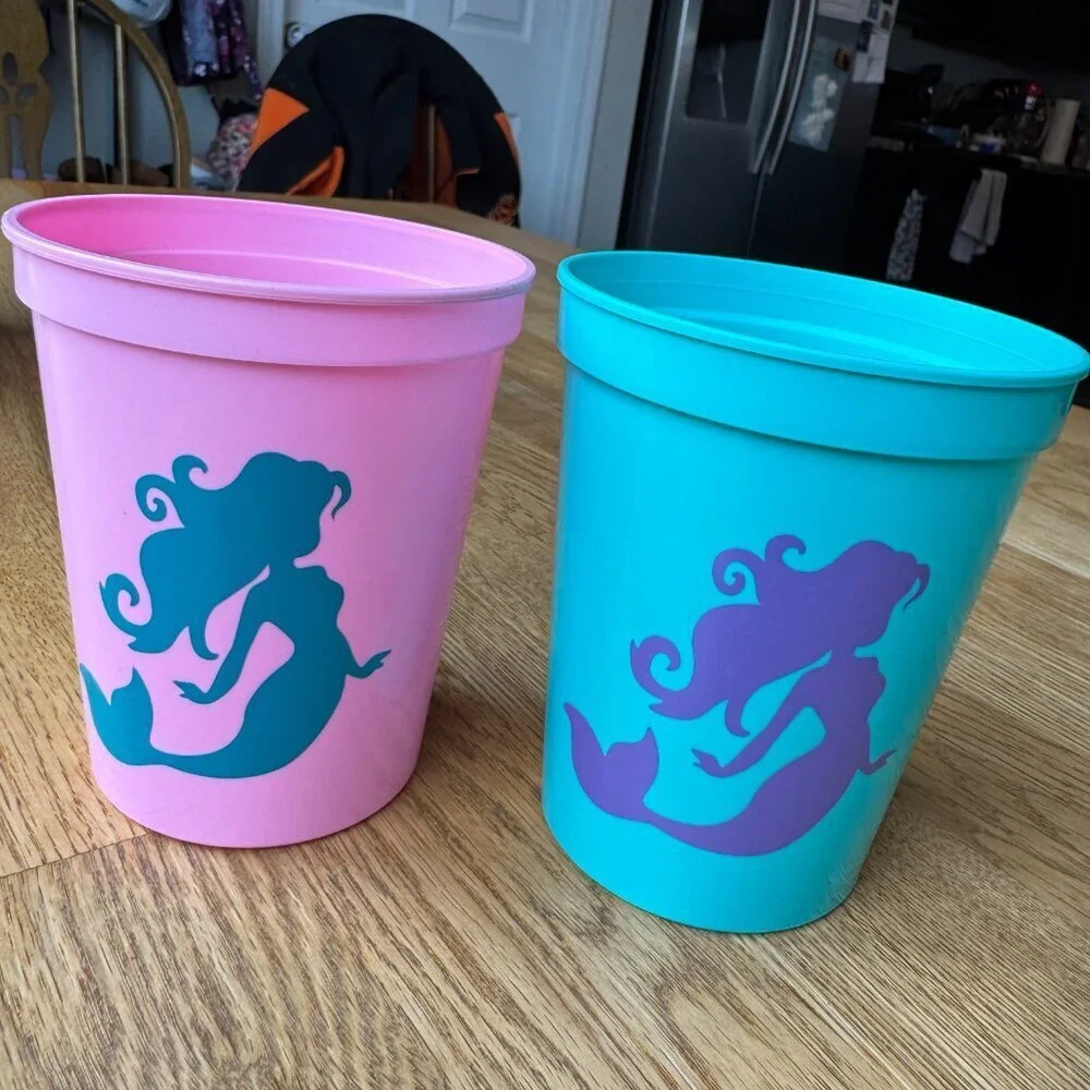 Mermaid Party Cups Set of 4 Pink Green Purple Party Favor Cups